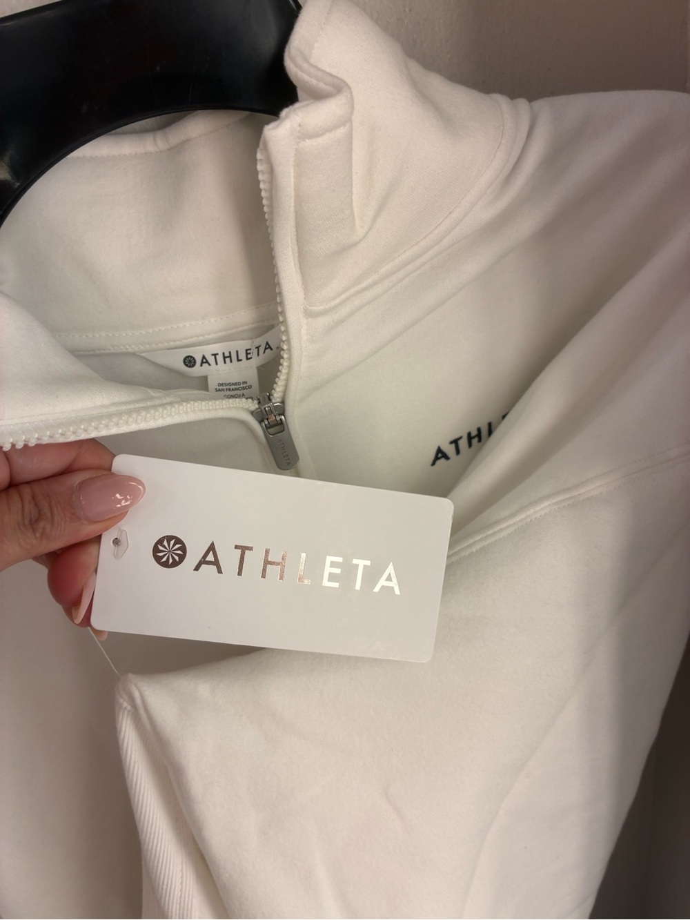 Athleta Women's Cream Quarter-Zip Pullover